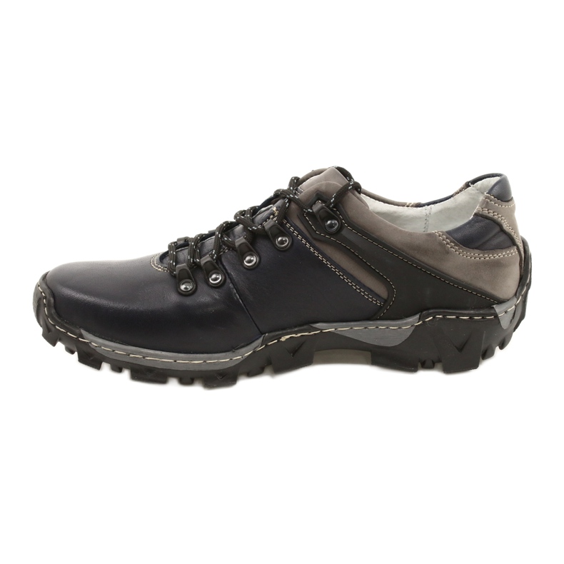 Bednarek Polish Shoes Miesten nahkavaelluskengät 116 tummansininen harmaa 1