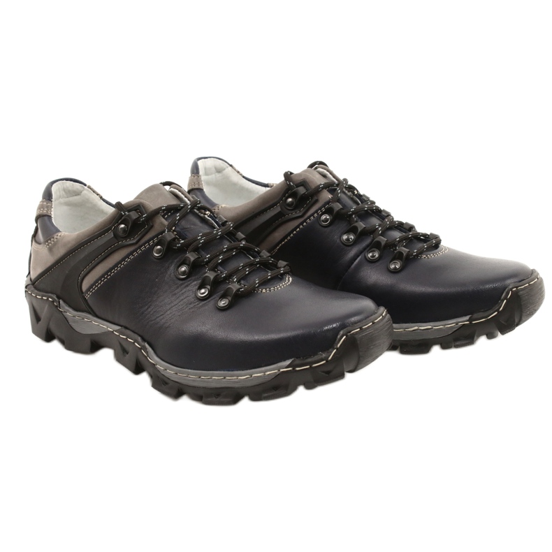 Bednarek Polish Shoes Miesten nahkavaelluskengät 116 tummansininen harmaa 4