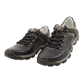 Bednarek Polish Shoes Miesten nahkavaelluskengät 116 laivastonsininen harmaa 2