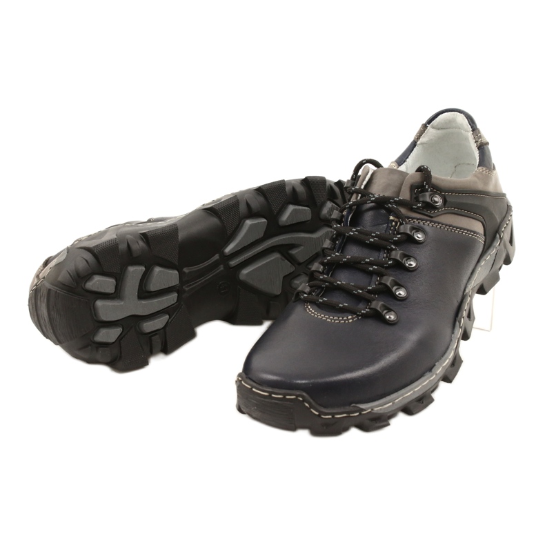 Bednarek Polish Shoes Miesten nahkavaelluskengät 116 laivastonsininen harmaa 3