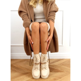 Sotilaalliset beige-saappaat ketjulla HB-106 PU / BEIGE 1