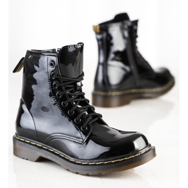 Queentina Muodikkaat lakatut vaelluskengät musta 1