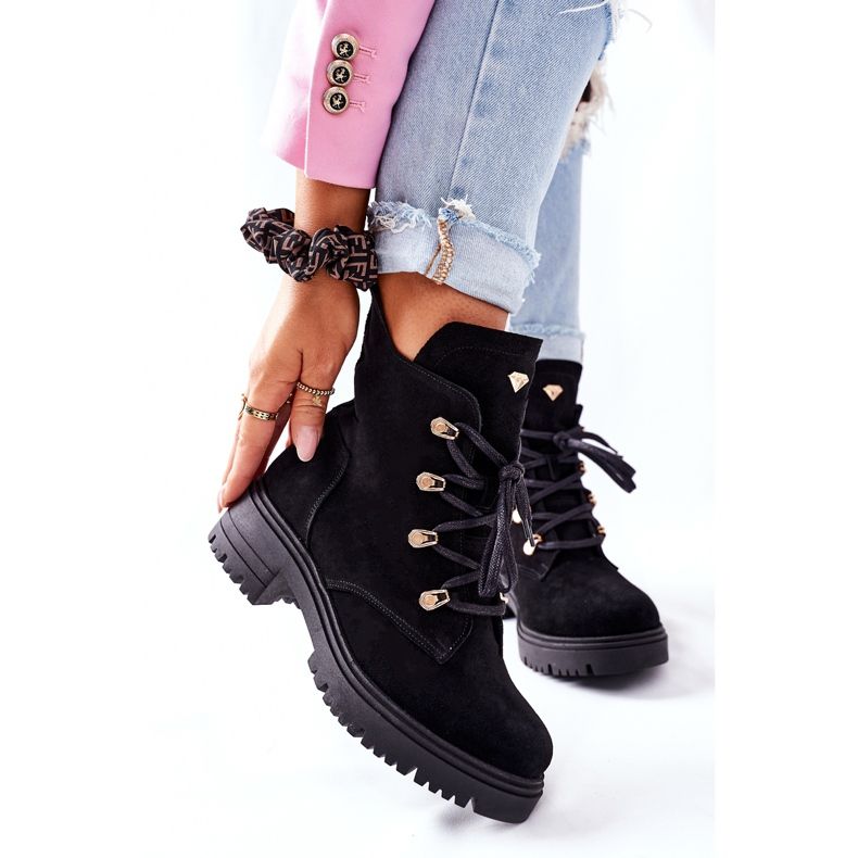 Naisten mokkanahkaiset mustat saappaat Nicole 2674 2