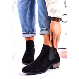 J. Star Naisten klassiset Chelsea -saappaat Mokkanahkaiset mustat kävelykengät 3