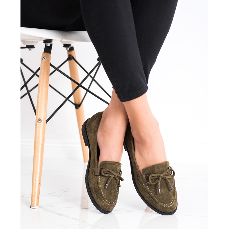 SHELOVET Mokkanahkakengät jousella ruskea vihreä 2