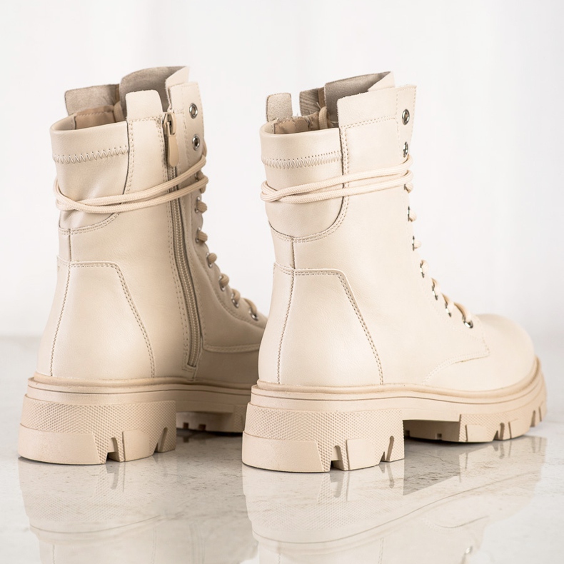 Bestelle Lace-up työntekijät Eco Nahka beige 1