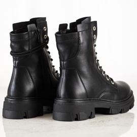 Bestelle Lace-up työntekijät Eco Nahka musta 1