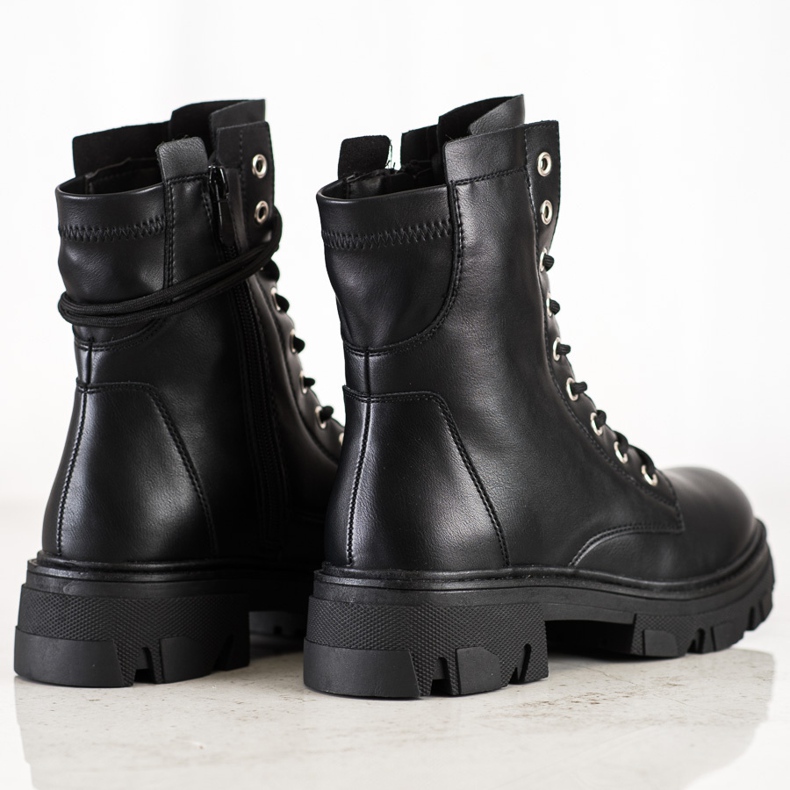 Bestelle Lace-up työntekijät Eco Nahka musta 1