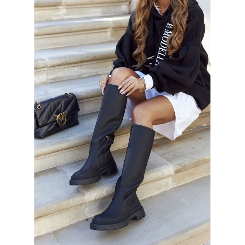 S.Barski Naisten korkeat saappaat Musta Mitä tapahtuu 1