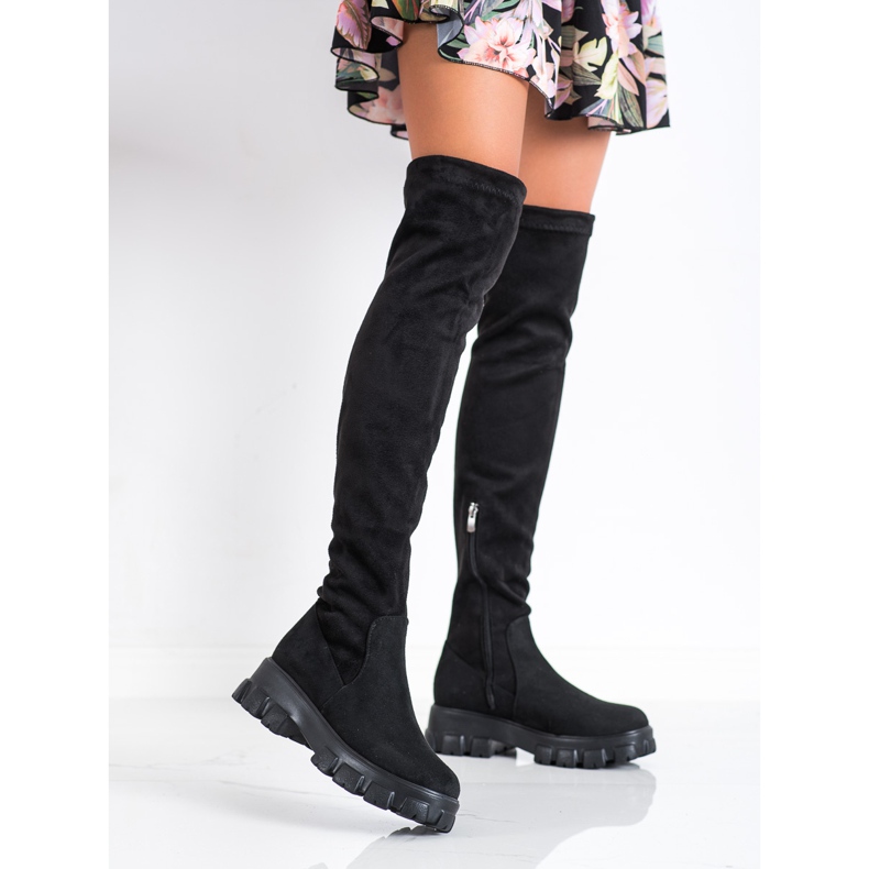 SHELOVET Suede Platform Saappaat musta 2