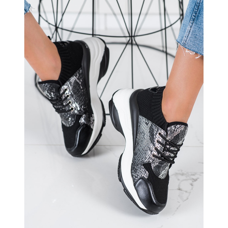 SHELOVET Snake Print Slip-On lenkkarit musta 1 SHELOVET Snake Print Slip-On lenkkarit musta 1