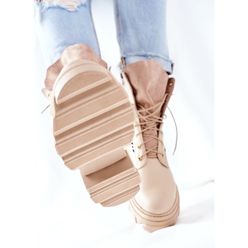 PA2 Naisten avoimet nahkasaappaat beige pieni hootie 1