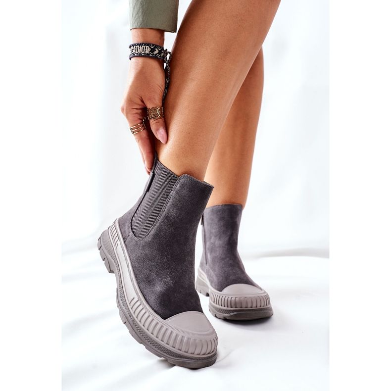 Naisten saapikkaat Chelsea -saappaat Nahkaa Suede Big Star II274353 Harmaa 1