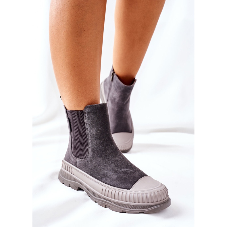 Naisten saapikkaat Chelsea -saappaat Nahkaa Suede Big Star II274353 Harmaa 2