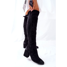 Vinceza Naisten saappaat kantapäässä Suede Black Corrig musta 1