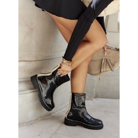 S.Barski Naisten lämpimät mustat lakatut saappaat Merellien 2