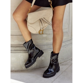 S.Barski Naisten lämpimät mustat lakatut saappaat Merellien 1