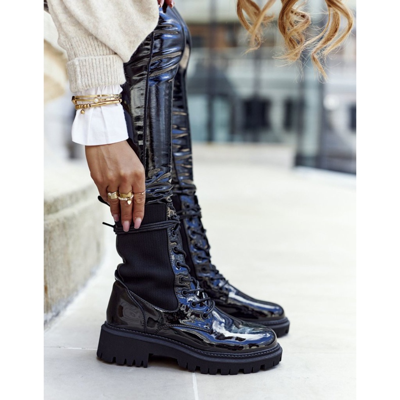 PM1 Naisten saappaat lakattu musta Maxine 2