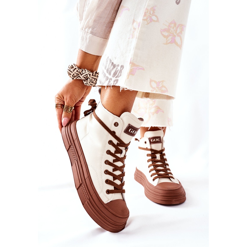 Naisten korkeat eristetyt lenkkarit GOE II2N4034 Valkoinen ruskea 1