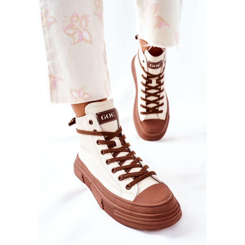 Naisten korkeat eristetyt lenkkarit GOE II2N4034 Valkoinen ruskea 2