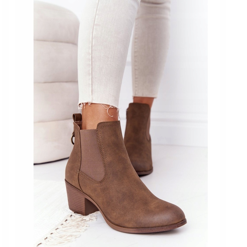 PJ1 Naisten lämpimät saappaat Jodhpur Heel 20Y8014-6 ruskea 2