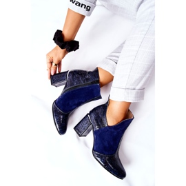 PA2 Naisten nahkakengät kantapäässä laivastonsininen I Wish 1