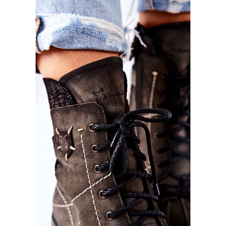 Naisten lämpimät nahkakengät Maciejka Oliivi 03961-24 vihreä 1