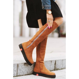 Kamelin litteät koristetut saappaat Liana ruskea 1