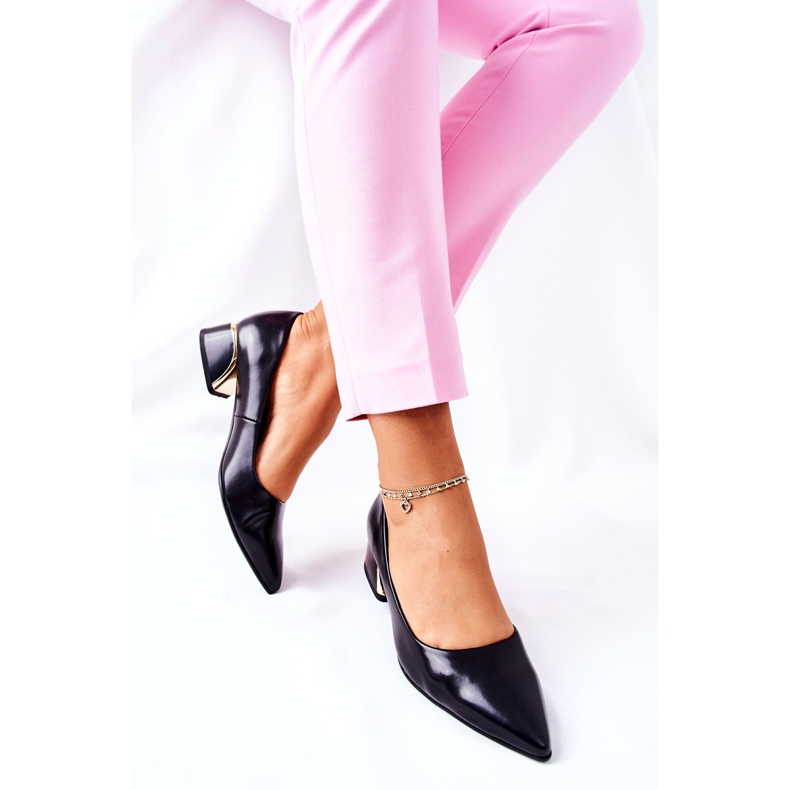 S.Barski Tyylikkäät Nahkapumput Musta Samira 1