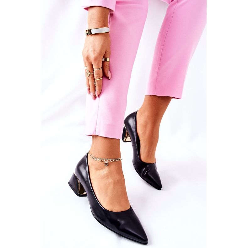 S.Barski Tyylikkäät Nahkapumput Musta Samira 2