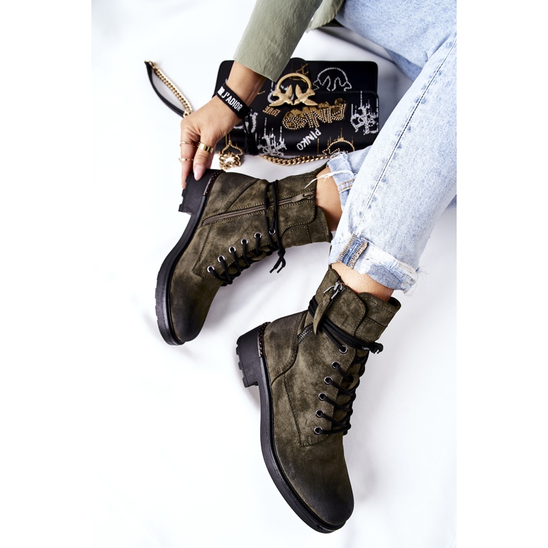 PE1 Korkean työtason saappaat vihreillä Maisa -vetoketjuilla vihreä 1