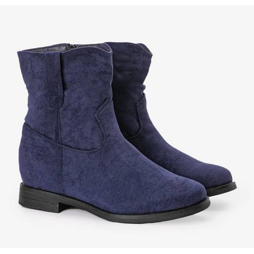 Tummansiniset saappaat päällystetyssä Buenna -kiilamaisessa kantapäässä laivastonsininen sininen 2