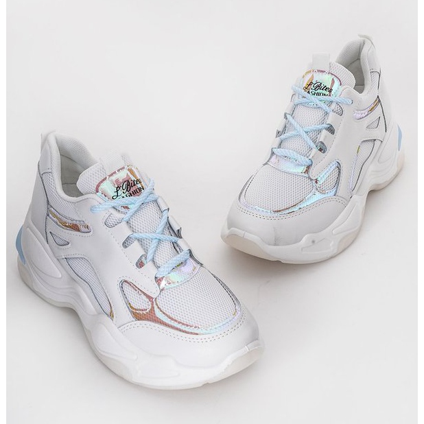 Big Funin valkoiset lenkkarit paksulla pohjalla valkoinen sininen 1