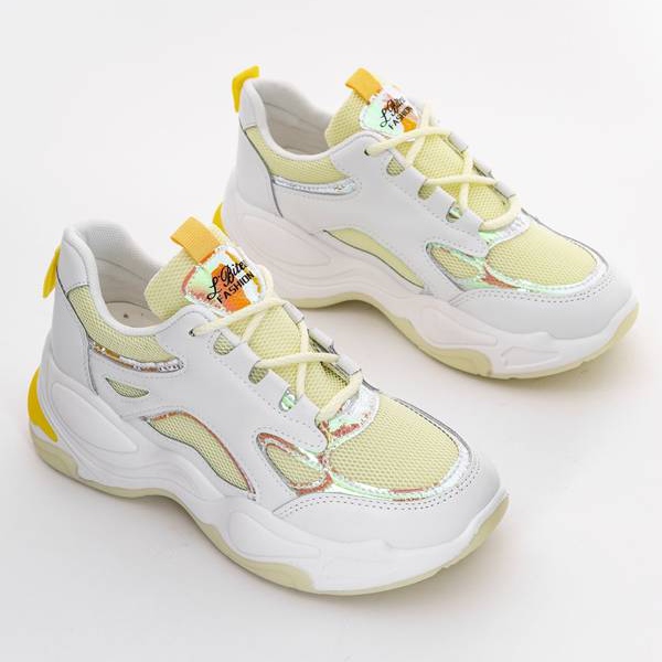 Big Funin valkoiset lenkkarit paksulla pohjalla valkoinen keltainen 1