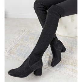 Mustat kiiltävät saappaat Utan polven yli hopea 1