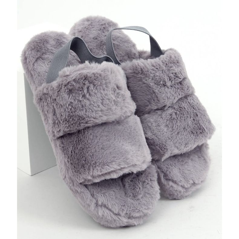 Harmaat naisten turkis tohvelit N-92 Grey 1