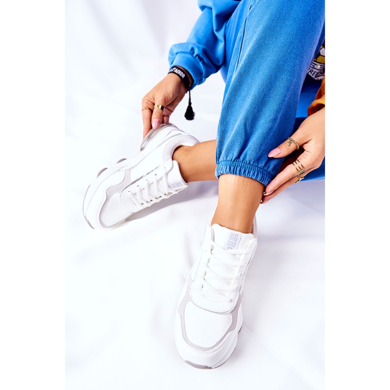 Naisten urheilukengät Memory Foam Big Star II274178 Valkoinen hopea 2