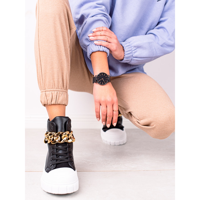 Seastar Korkeatasoiset lenkkarit ketjulla musta 1