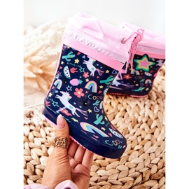 Lasten kumiset kalosteet Navy Blue Unicorn Aleman laivastonsininen vaaleanpunainen 1