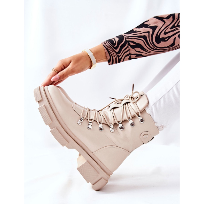 FI1 Naisten lämpimät saappaat Trappers Beige Perfect 2