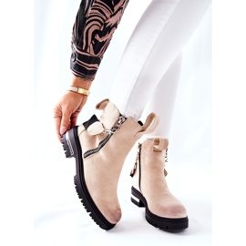 PS1 Eristetyt saappaat, joissa vetoketju Beige Cortona 2