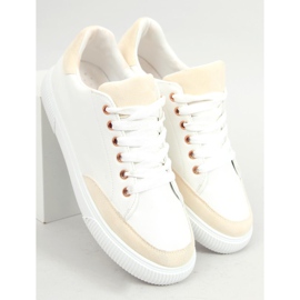 Valkoiset naisten tennarit 6110 Keltainen valkoinen 1