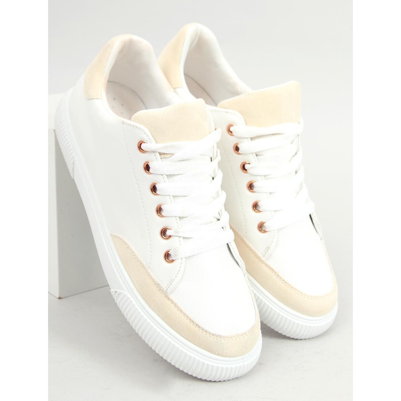 Valkoiset naisten tennarit 6110 Keltainen valkoinen 1