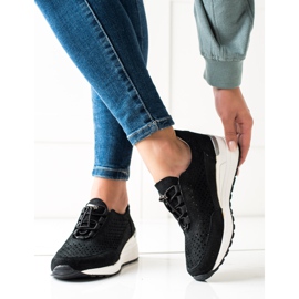 Nahkaiset lenkkarit VINCEZA Glitterillä musta 1