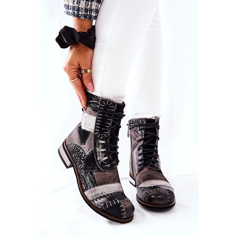 Maciejka harmaa nahka Jodhpur saappaat 05095-03 musta 1