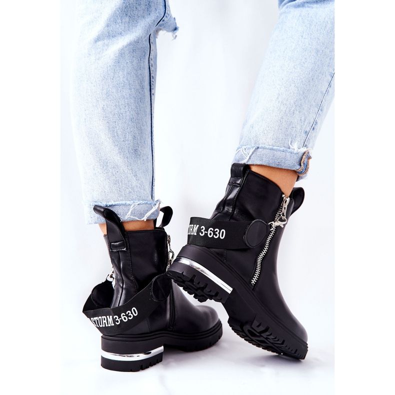 PS1 Mustat Cortona lämpimät nahkakengät vetoketjulla 2