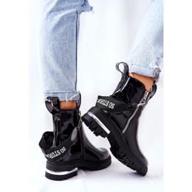 PS1 Nahkalakatut lämpimät saappaat, joissa vetoketju, musta Cortona 2