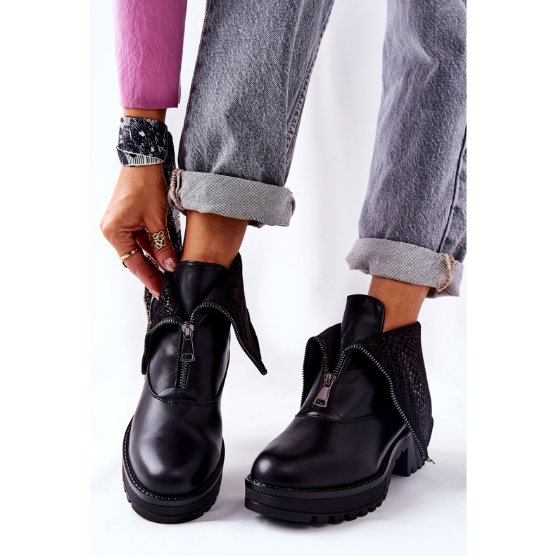 Vinceza Nahkasaappaat korkealla korolla, musta Challonte 1