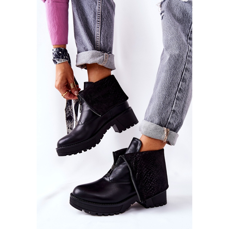 Vinceza Nahkasaappaat korkealla korolla, musta Challonte 2