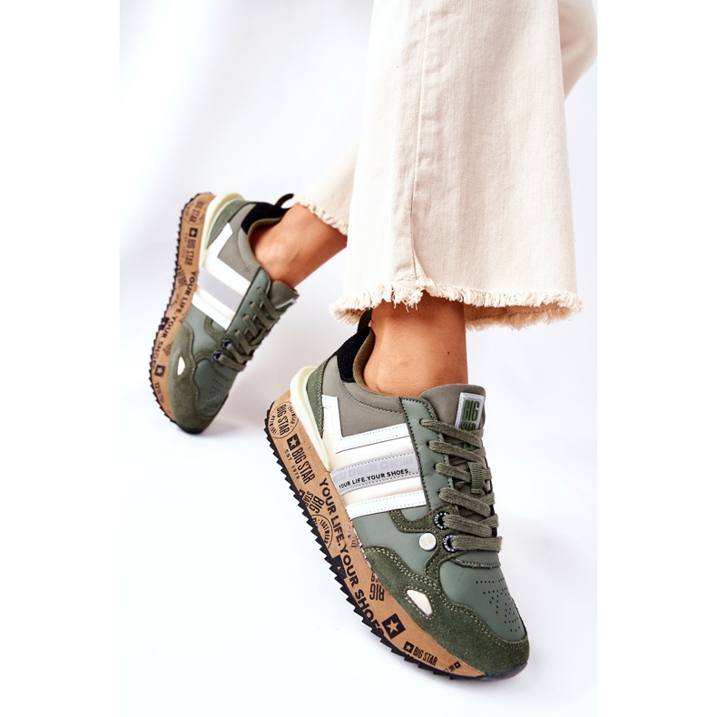 Naisten urheilukengät Big Star II274299 Khaki vihreä 2